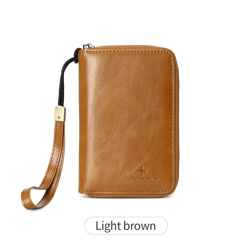 RFID shielded passport wallet PU leather zipper travel credit card bag ID card window multifunctional storage file ticket bag