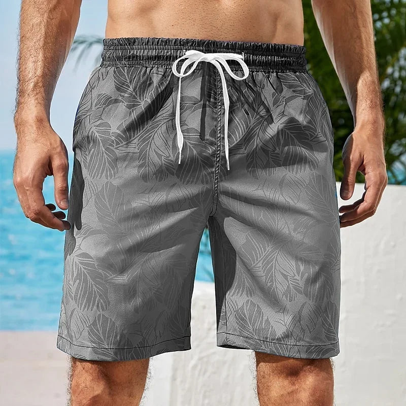 Men's gradual change pattern beach shorts, colorful 3D printed surf shorts, summer casual vacation loose shorts, surf trunks