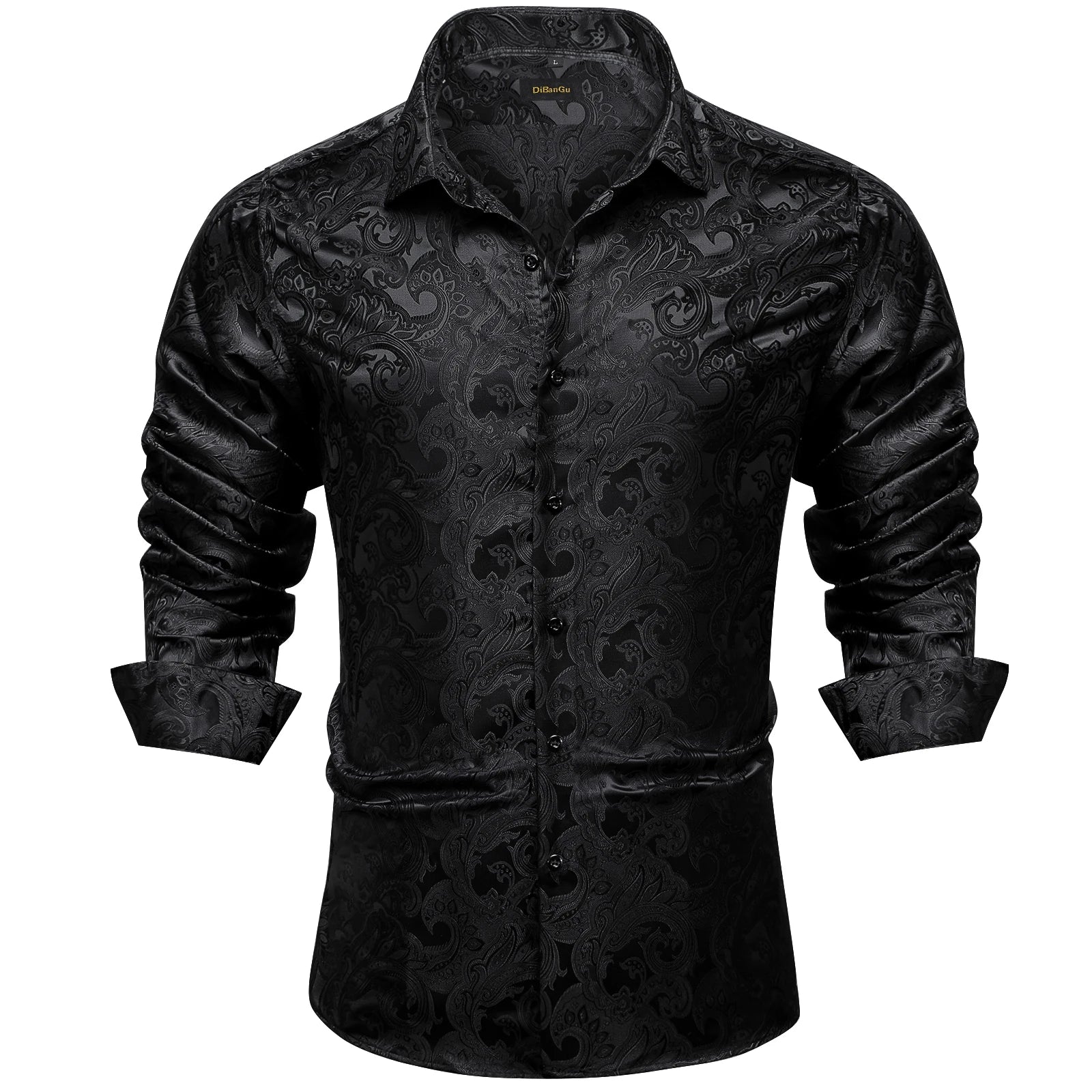 Men's Shirts Long Sleeve Polyester Dress Shirts Luxury Tuxedo Turn Down Collar Social Paisley Shirt Men Clothing