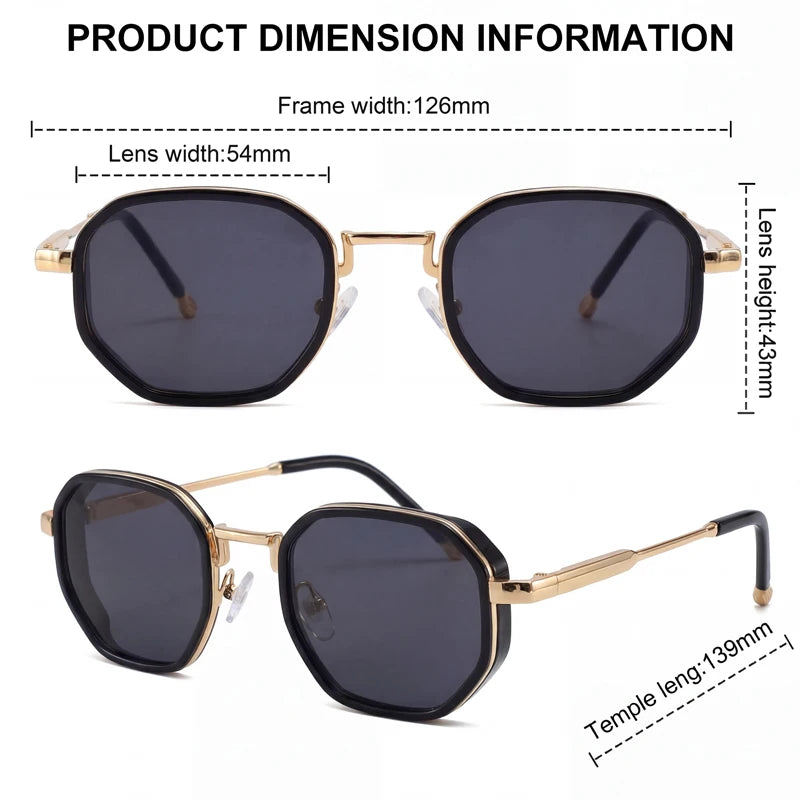 Vintage Square Punk Sunglasses Men 2026 Luxury Designer Retro Steampunk Octagon Metal Frame Sun Glasses for Male Driving Shades