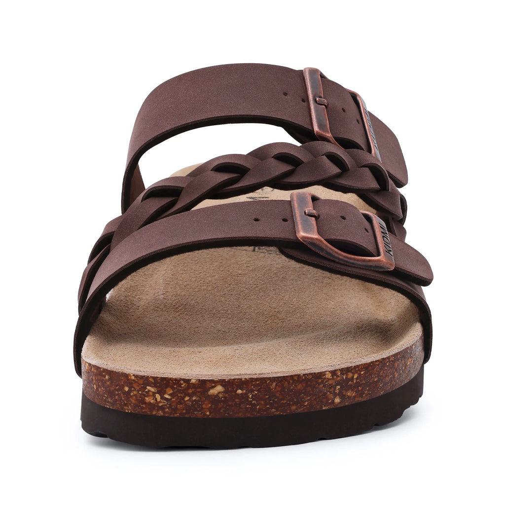 Comwarm Fashion Women's Cork Sandals Summer Leisure Sandals Outdoor Slip-On Lady Slide Sandals With Adjustable Buckle Sandals