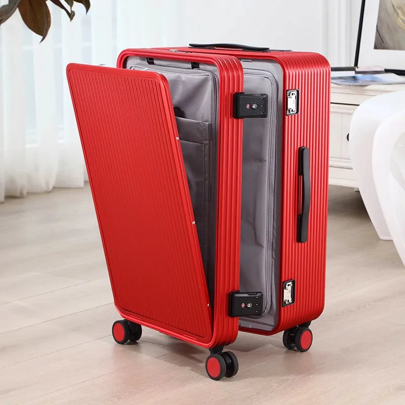Men's Suitcase All Aluminum Magnesium Alloy Boarding Box Front Laptop Trolley Case Business Luggage