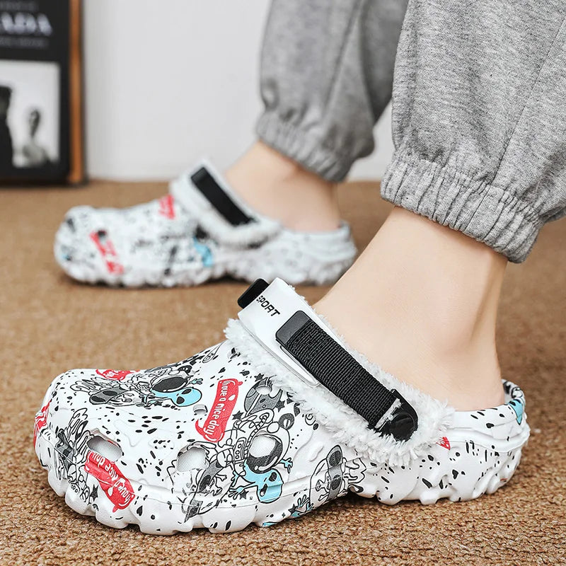 Soft Indoor Women Slippers Summer Removable Sandals Men Non Slip Plush Fur Clogs Big Size Slippers 47