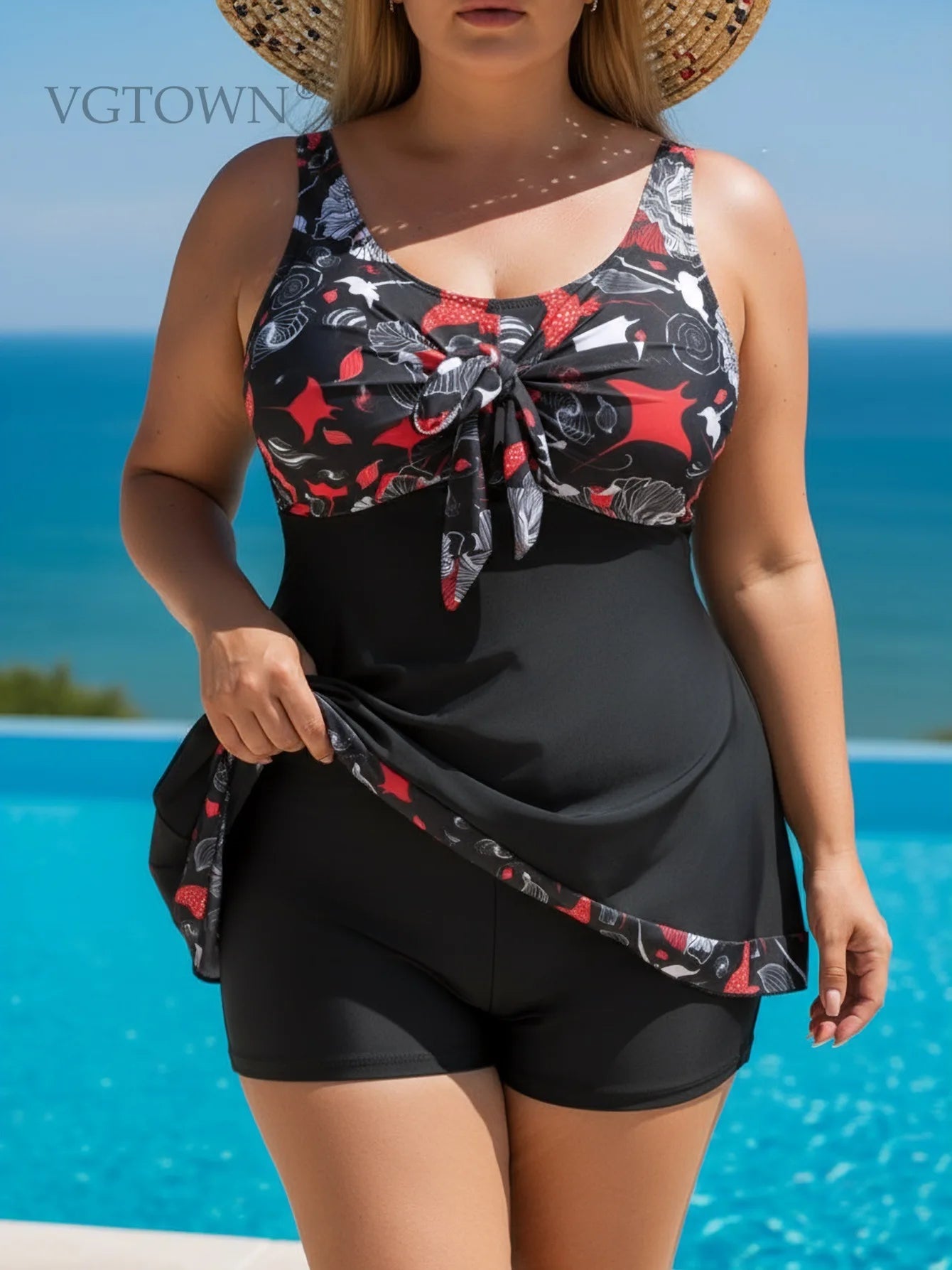 2 Piece Floral Large Plus Size Swimsuit