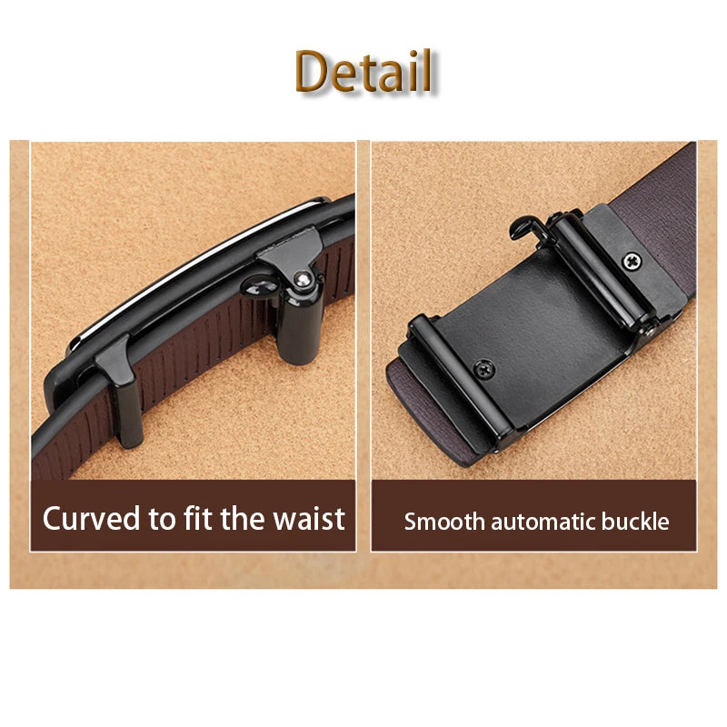 Men's Leather Belt Fashion Automatic Buckle Cowskin Male Belts Luxury Designer Black belt