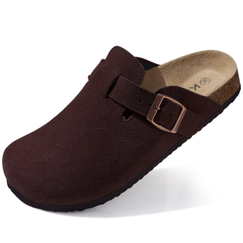 Litfun Retro Cork Clogs Slippers For Men Fashion Men Mules Shoe with Arch Support Unisex Classic Beach Shoes Men's Suede Sandals