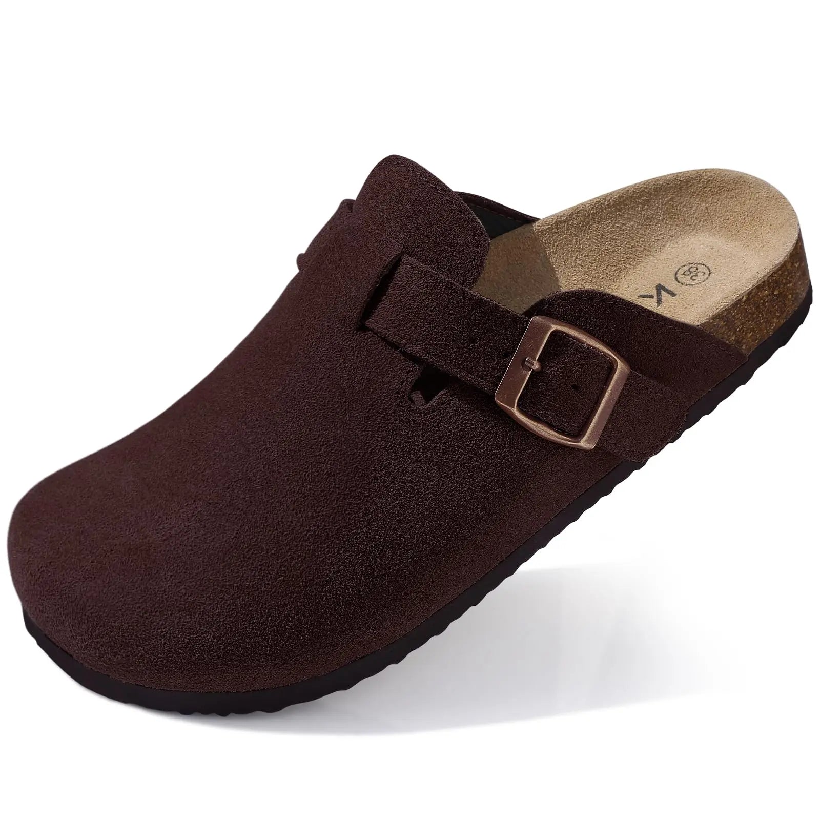 Litfun Retro Cork Clogs Slippers For Men Fashion Men Mules Shoe with Arch Support Unisex Classic Beach Shoes Men's Suede Sandals