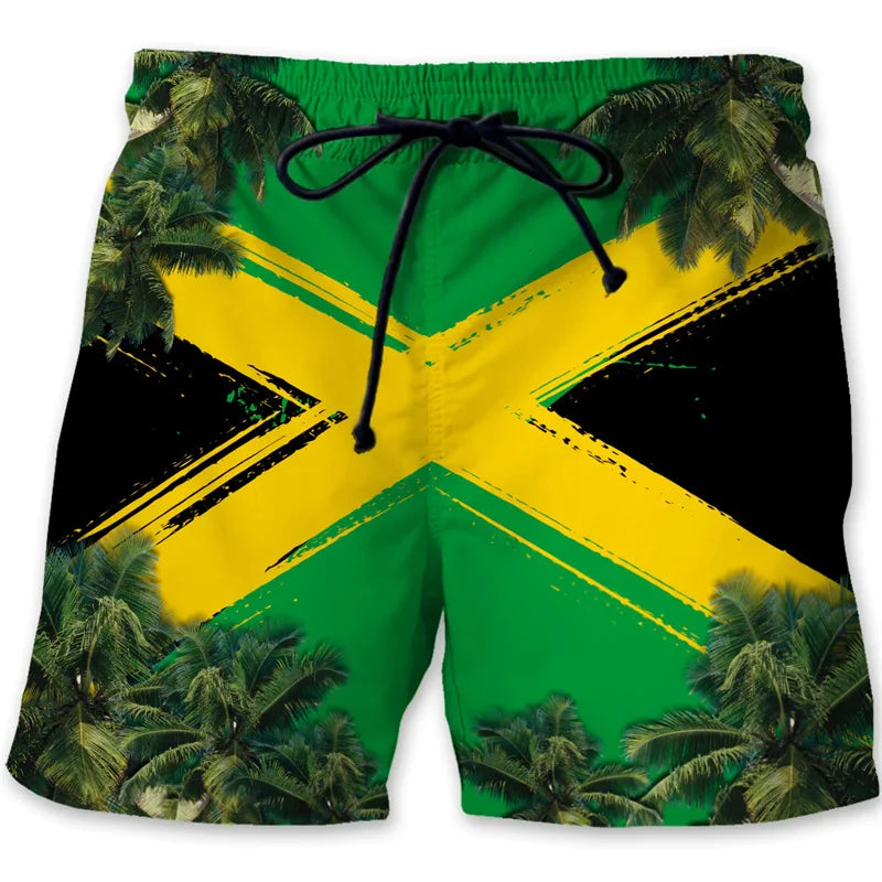 Men's 3D printed beach shorts, surfboard shorts, summer vacation swimming trunks, quick-drying ice silk shorts