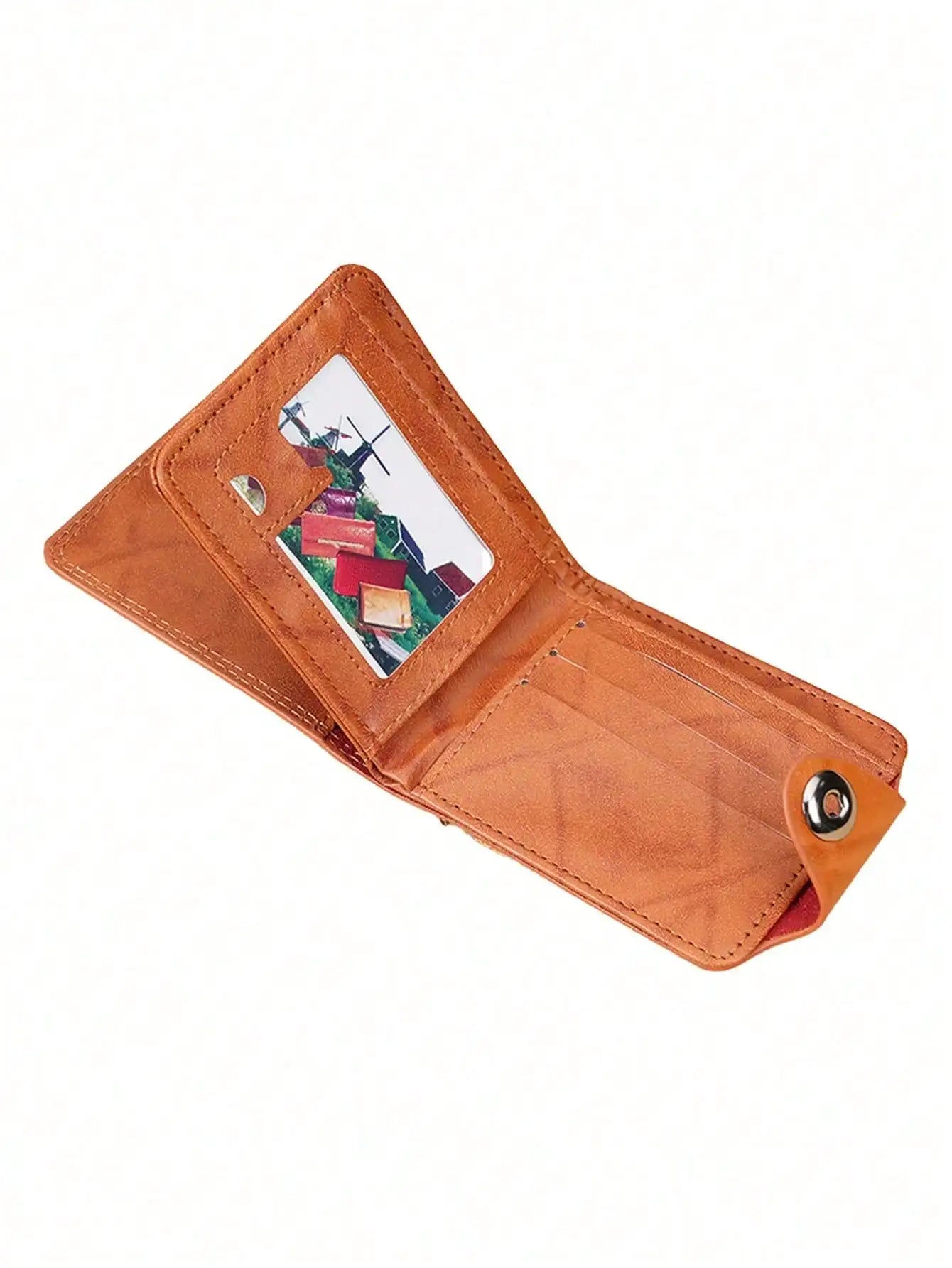 1PC Fashion Simple Men's Short Wallet, PU Leather Multi-Card Slot Coin Purse, Minimalist Casual Wallet for Boys