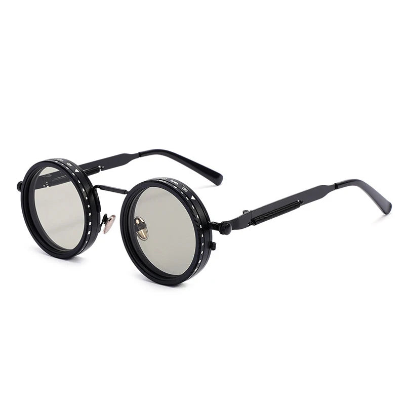 SHAUNA Retro Metal Round Punk ND9-level Adjustable Dimming Sunglasses Women Polarized UV400 Fashion Men Outdoor Sun Glasses