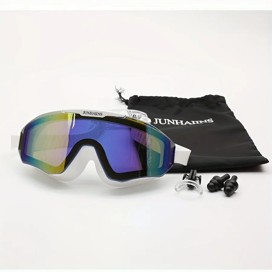 New Electroplated HD Swimming Goggles Large Frame Water Glasses For Adults Silicone Strap PC Buceo Spearfishing Accessories