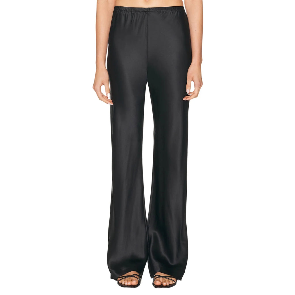 New Fashion Satin Silk Wide Leg Dress Pants for Women Low Rise Baggy Long Flowy Trousers
