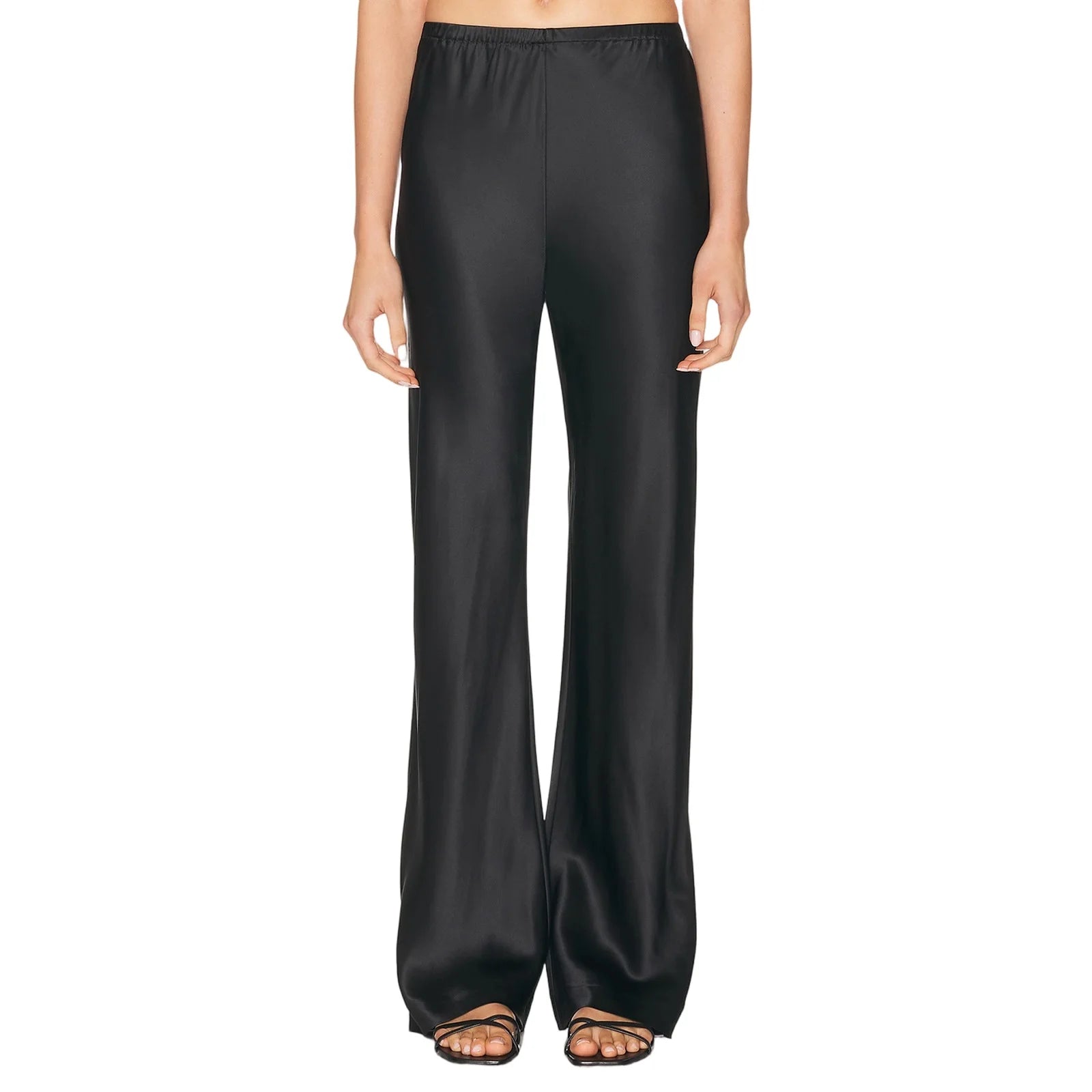 New Fashion Satin Silk Wide Leg Dress Pants for Women Low Rise Baggy Long Flowy Trousers