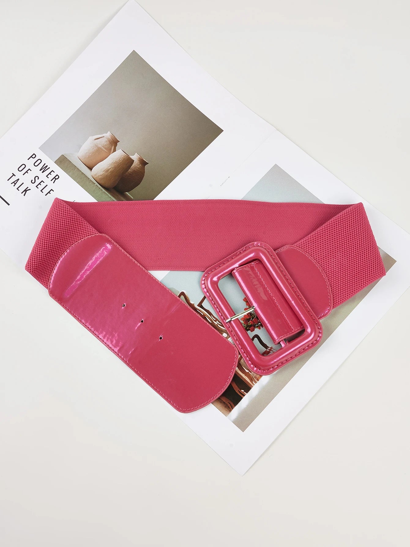 Rectangle Pin Buckle Wide Belt Women's Vintage Versatile Elastic Waistband Casual Daily Dress Coat Decoration Girdle