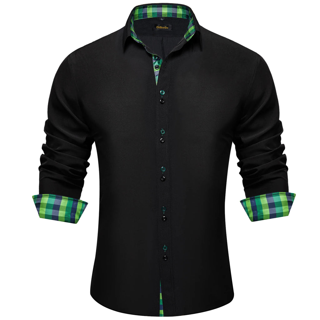 Men's Polyester Cotton Shirts Long Sleeve Paisley Patchwork Social Casual Dress Shirt
