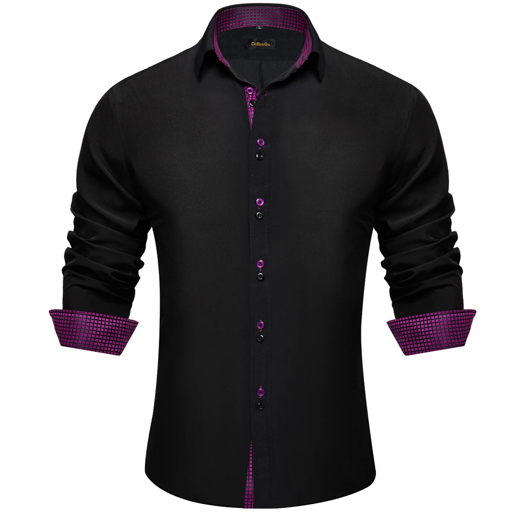 Men's Polyester Cotton Shirts Long Sleeve Paisley Patchwork Social Casual Dress Shirt