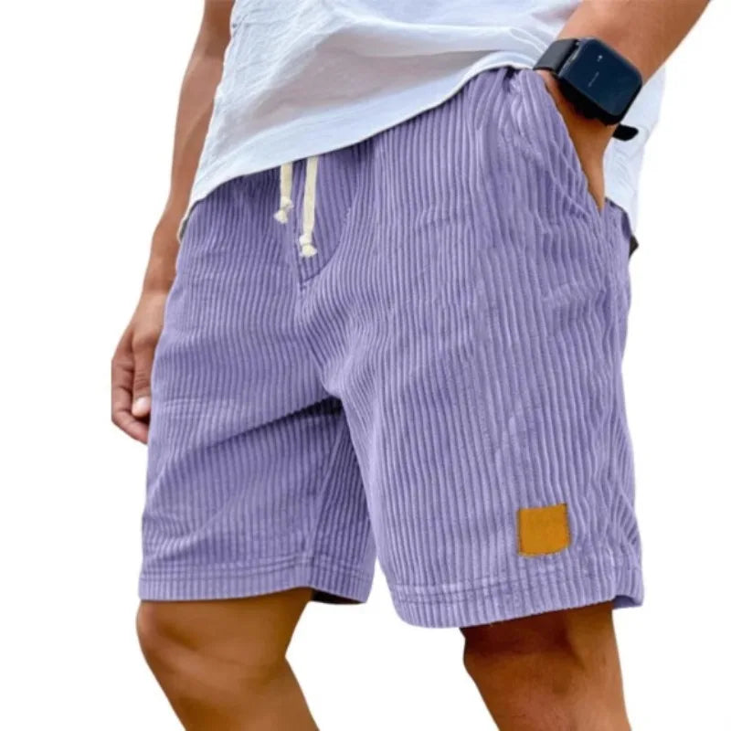 Men's Retro Corduroy Casual Shorts Men Fashion Solid Sweatpants