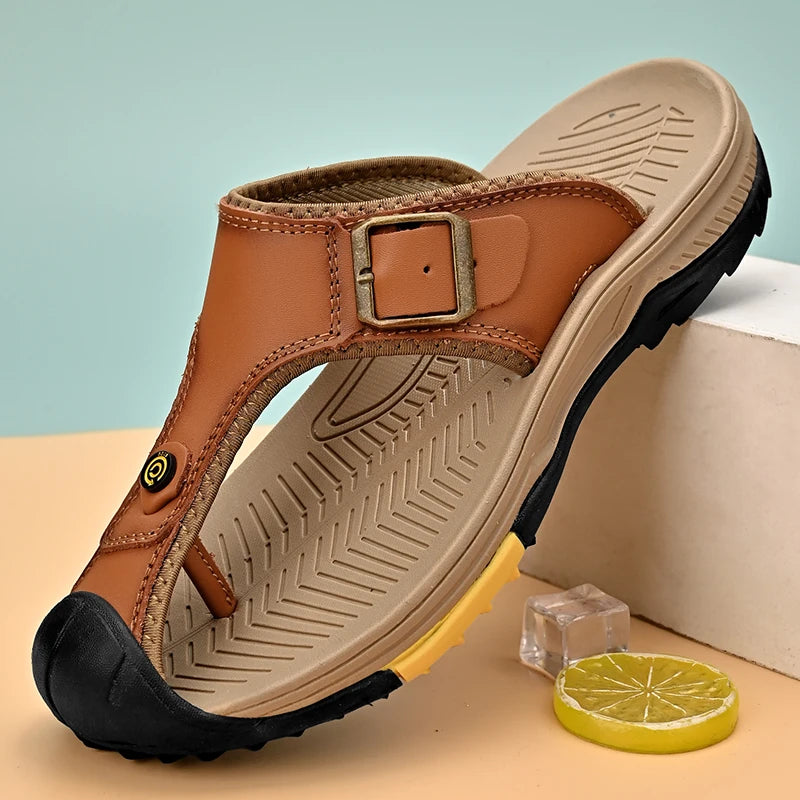 Leisure Walk Summer Slippers for Men Soft Sole Slides Outdoor Male Flip Flops All-match Casual Sandals Travel Wading Aqua Shoes