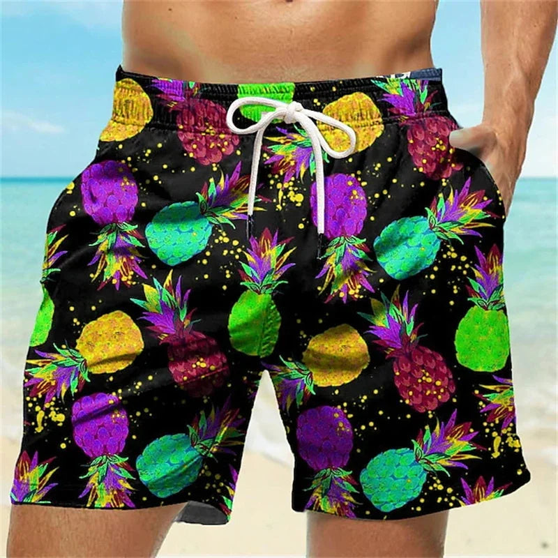 Men's shorts 3D printed graffiti art pattern beach shorts, casual fashion swimming beach shorts