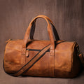 GURO Vintage Crazy Horse Cowhide Travel Bag Men's Real Leather Handbag Casual Weekend Camping Luggage Bag