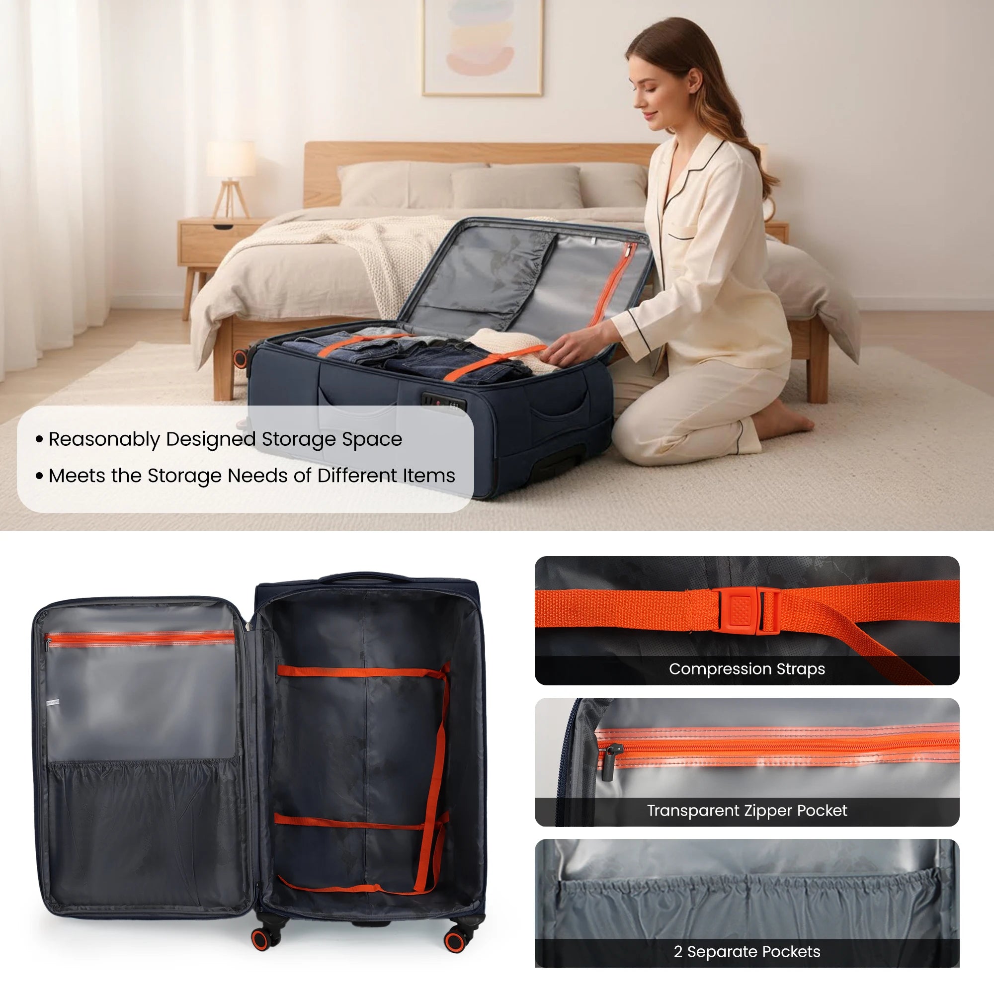 Expandable Suitcase 22/28/32 inch Softside Luggage with Spinner Wheels & TSA Lock Travel Rolling Luggage Bag Suitcase For Travel