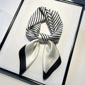 Luxury Imitation Silk Scarf Black And White Striped Head Wrap For Women Multifunction Silk Feeling Neckerchief