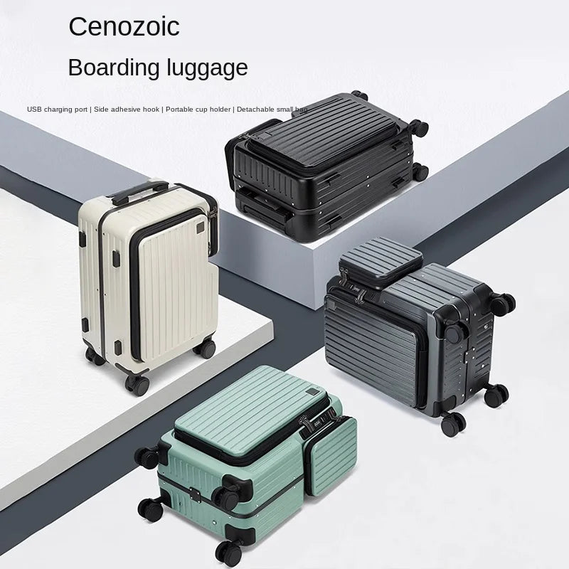 Front Opening Carry on Luggage Suitcase Multifunctional Trolley Case 20 Inch Trip Cabin Password Lock Luggage Case Travel Bags