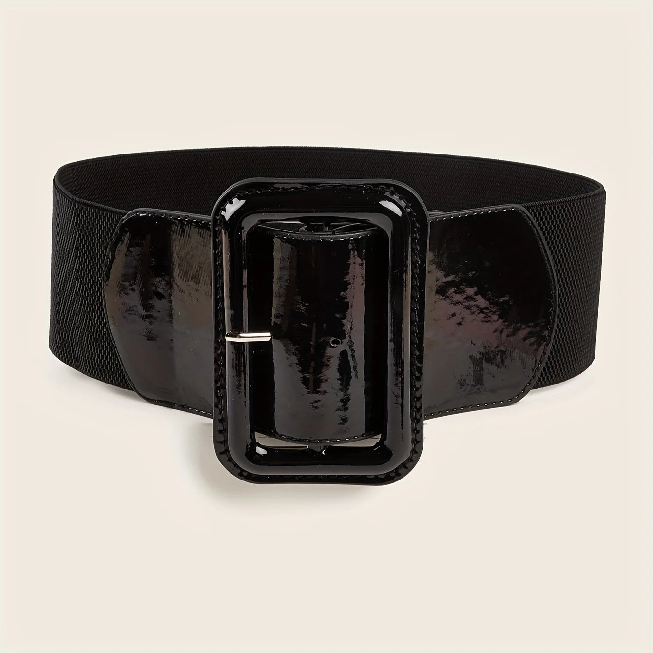 Rectangle Pin Buckle Wide Belt Women's Vintage Versatile Elastic Waistband Casual Daily Dress Coat Decoration Girdle