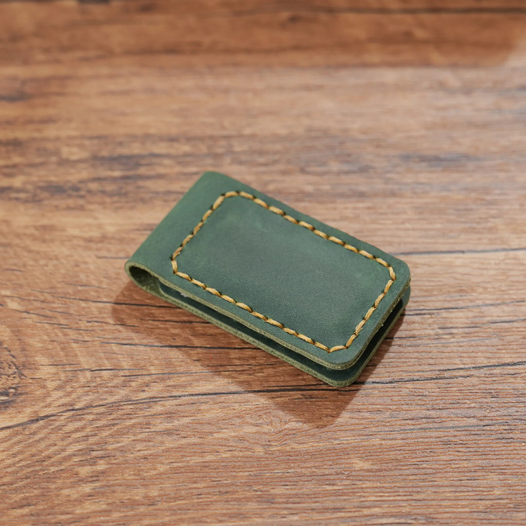 Genuine Leather Money Clips Mini Wallets for Men Slim Front Pocket Magnetic Banknote Clip Minimalist Retro Men's Small Purses