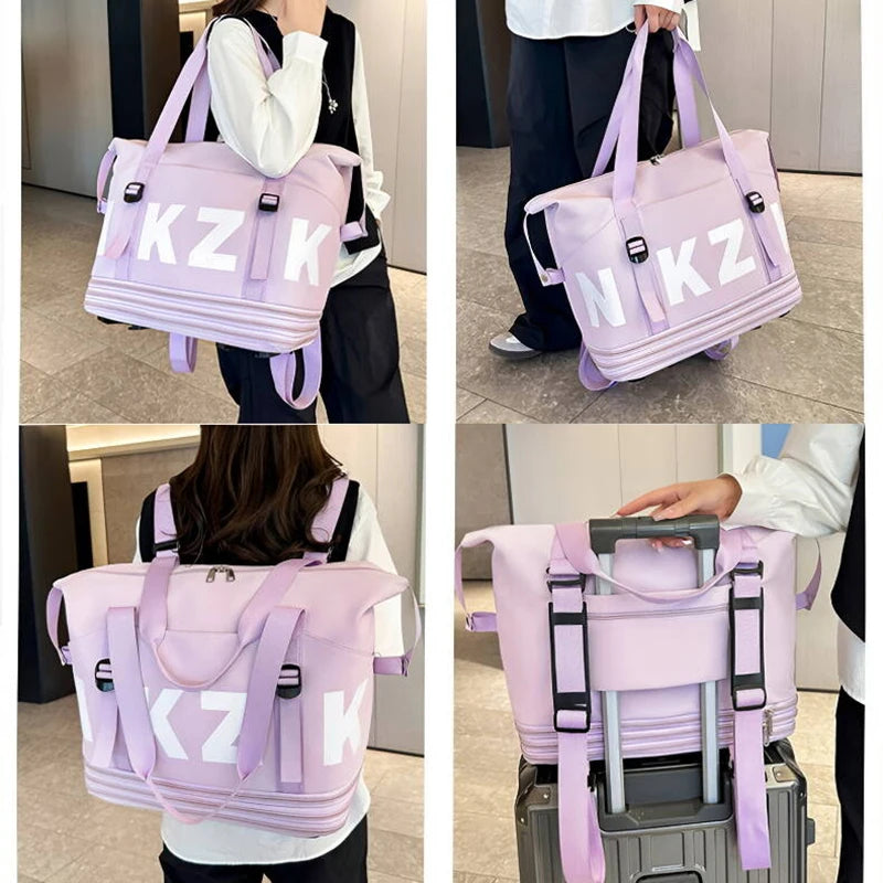 Large Capacity Travel Bag With Wheels 22/70/90IN Foldable Travel Backpack Scalable Handbags Multi Functional Storage Luggage Bag