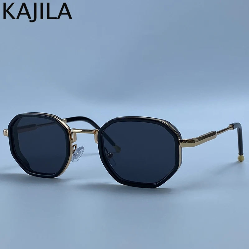 Vintage Square Punk Sunglasses Men 2026 Luxury Designer Retro Steampunk Octagon Metal Frame Sun Glasses for Male Driving Shades
