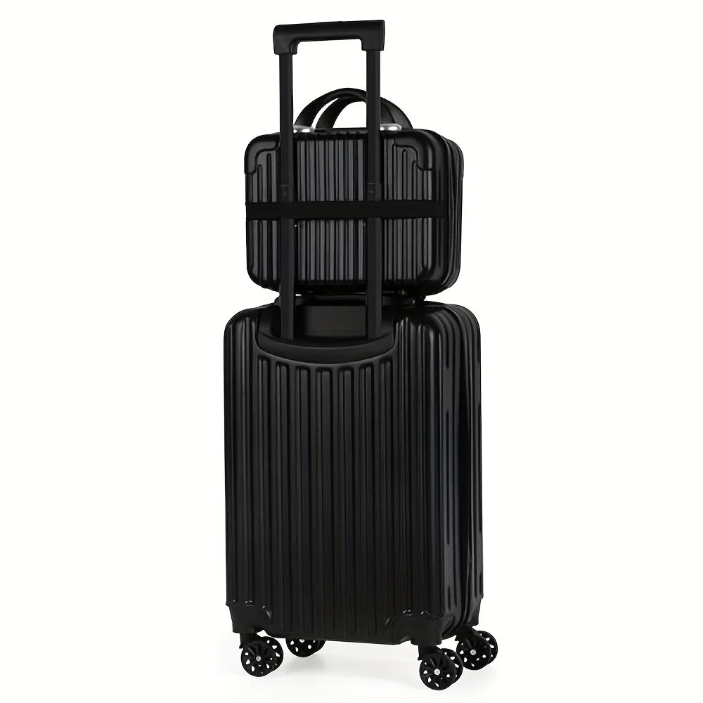 2-piece luggage set with carry-on travel bag, a 20-inch suitcase and a 14-inch handbag that can be slung over the trolley case