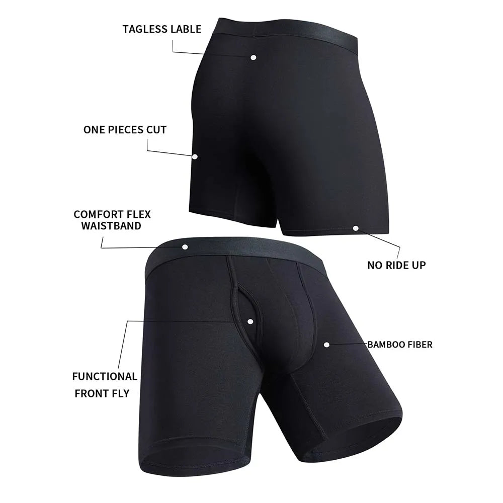8-Pack Boxers Man Bamboo Fiber Men's panties Sexy Long Boxer Briefs Breathable and Soft