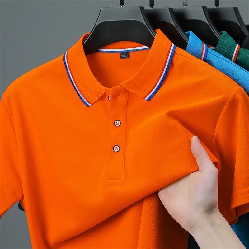 Men's Casual Solid Color Short Sleeve Polo Shirt