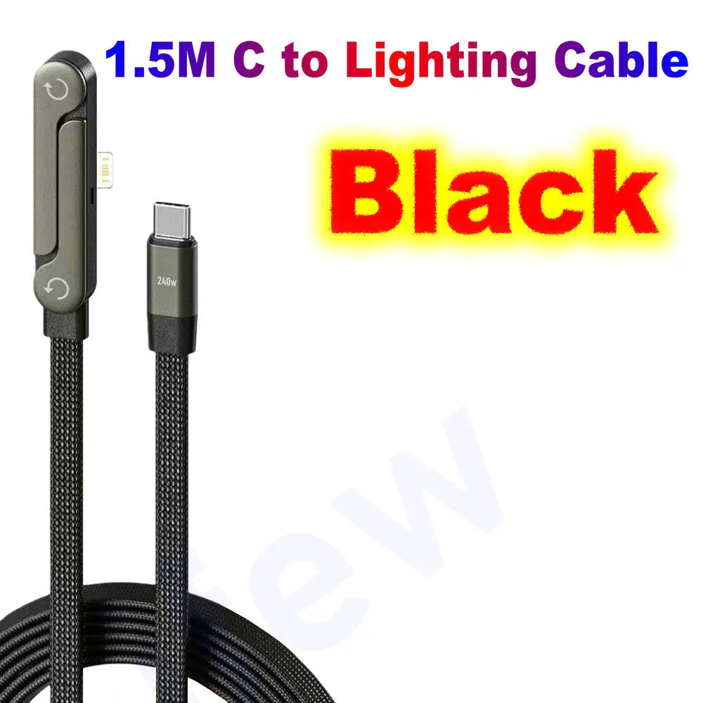 USB Type C Flat Charger Charging Cable C Kick Cable Stand With Invisible Support Foldable Phone Holder 240W Charge Wire Bracket