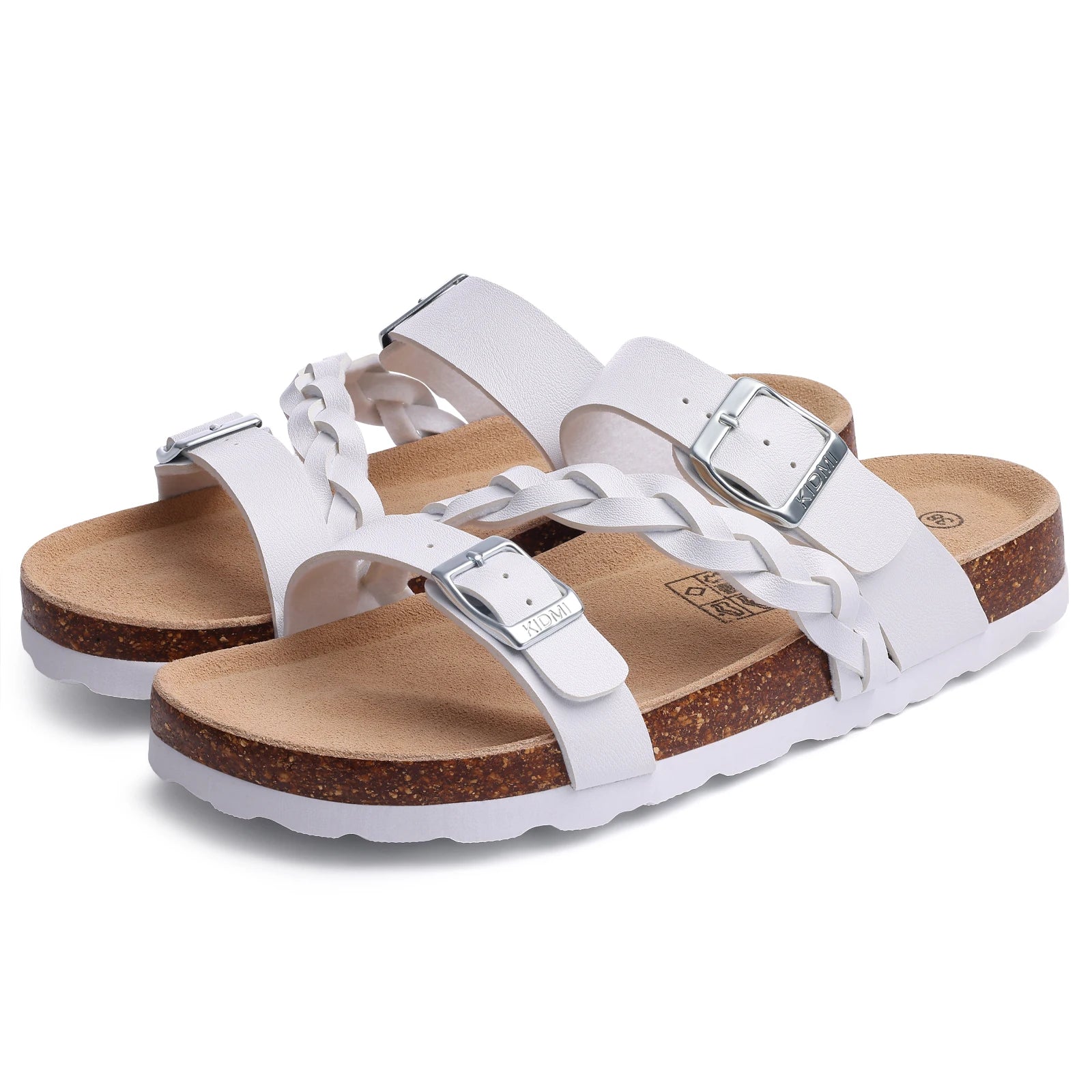 Comwarm Fashion Women's Cork Sandals Summer Leisure Sandals Outdoor Slip-On Lady Slide Sandals With Adjustable Buckle Sandals