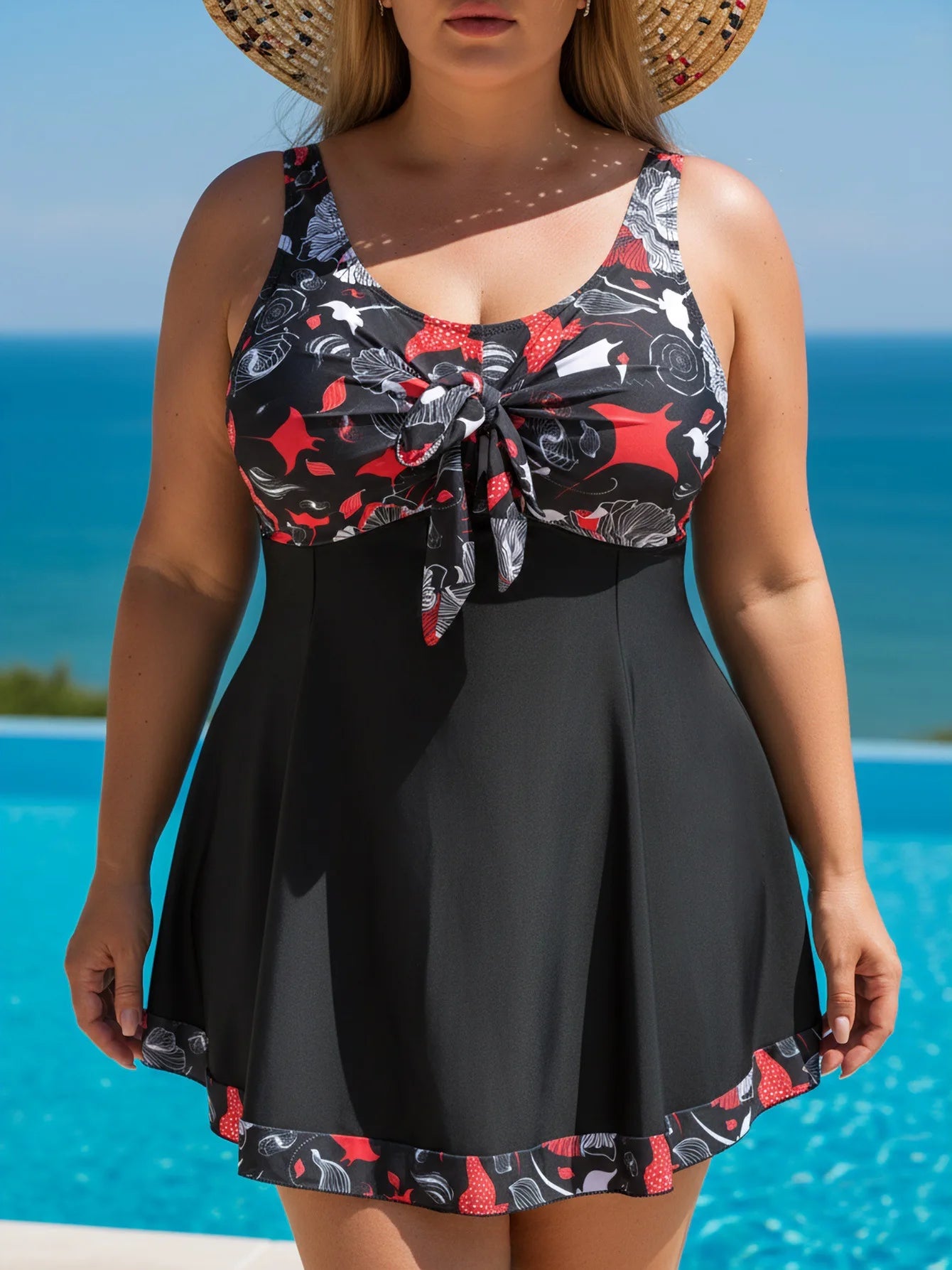2 Piece Floral Large Plus Size Swimsuit