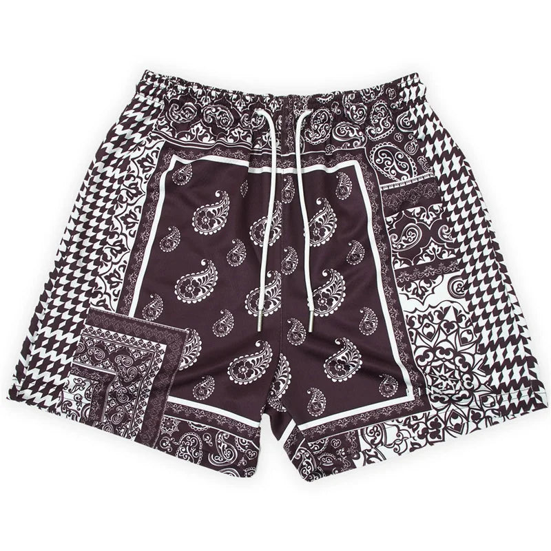 Bohemian shorts, the same for men and women, beach shorts, swimming trunks