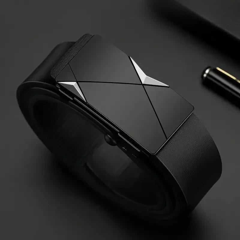Men's Leather Belt Fashion Automatic Buckle Cowskin Male Belts Luxury Designer Black belt
