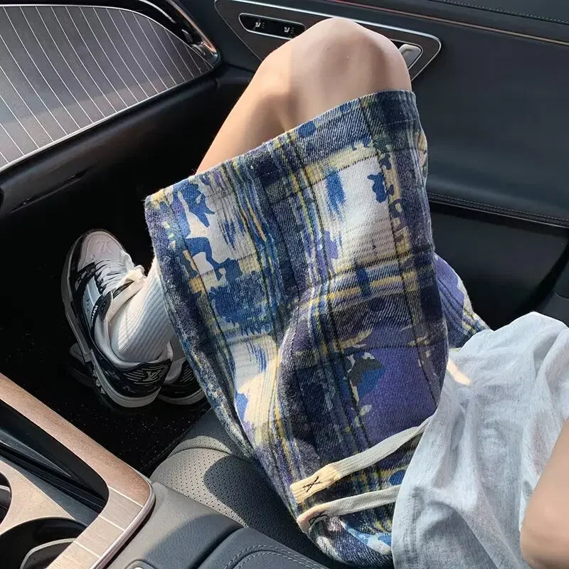 Men's Summer American Retro Tie-dye Plaid Shorts