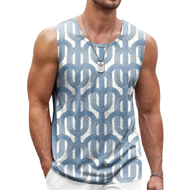 3D Printed Fun Geometry Tank Tops For Man Colorful Flowers Pattern Tees Summer Casual Vest Oversized Sports Street Tank Top