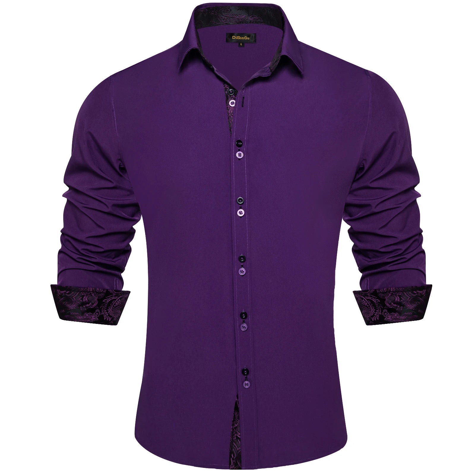Men's Polyester Cotton Shirts Long Sleeve Paisley Patchwork Social Casual Dress Shirt