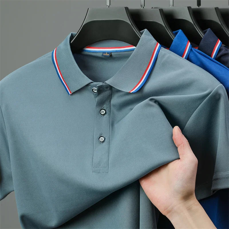 Men's Casual Solid Color Short Sleeve Polo Shirt