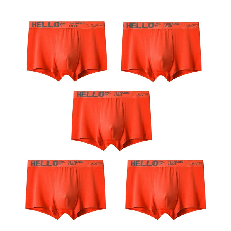 1/5pcs Men's Underwear, Breathable Comfy Quick Drying Stretchy Boxer Trunks, Sexy Underpants, Men's Trendy Boxer Panties