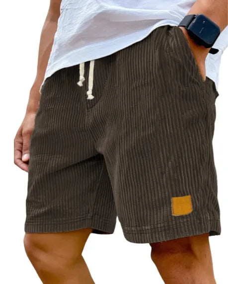 Men's Retro Corduroy Casual Shorts Men Fashion Solid Sweatpants