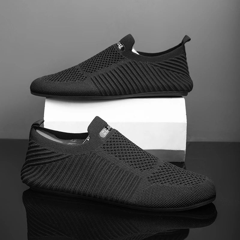 MAEDEF Summer Men Slip on Flat Breathable Brown Man Shoes Men's Comfort Soft Sole Casual Shoe Man Slippers Loafers Walking Shoes