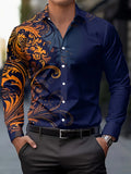 Men'S Stylish Floral Print Dress Shirt - Casual Long Sleeve Button-Up Design Floral Print Shirt
