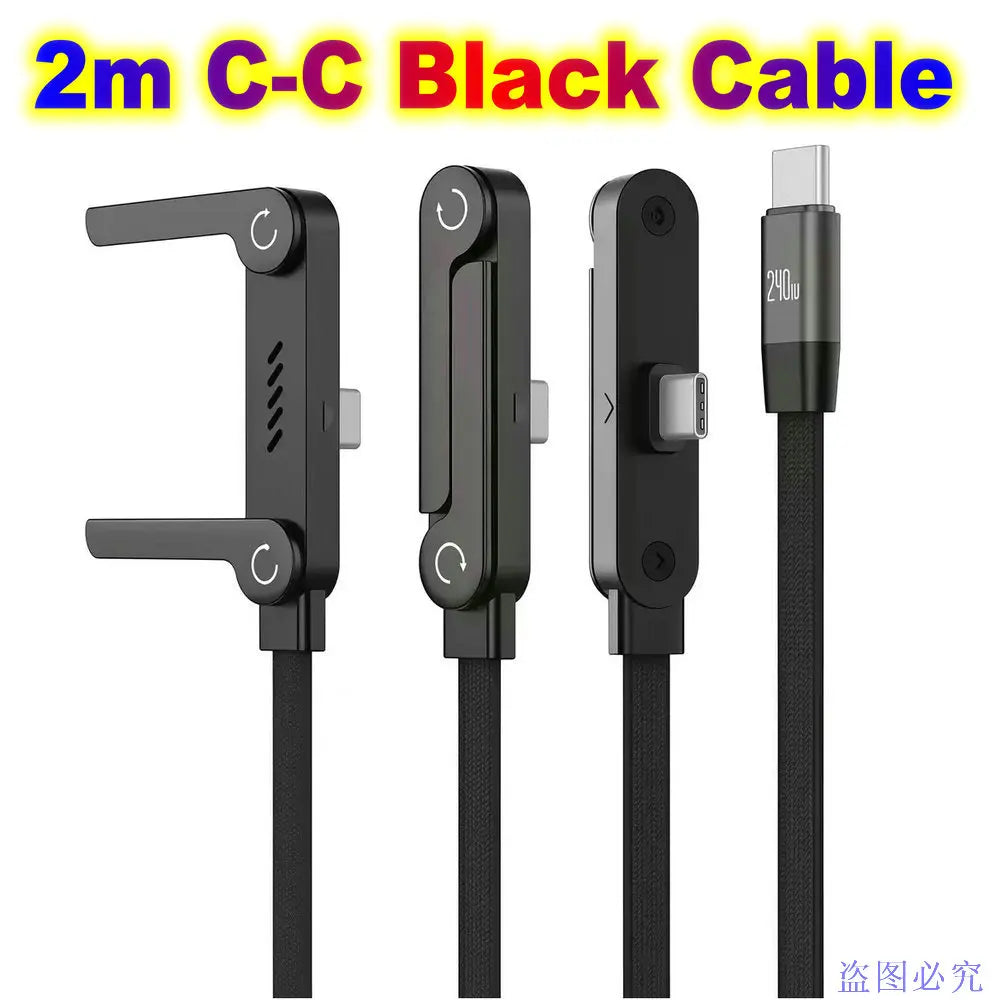 USB Type C Flat Charger Charging Cable C Kick Cable Stand With Invisible Support Foldable Phone Holder 240W Charge Wire Bracket