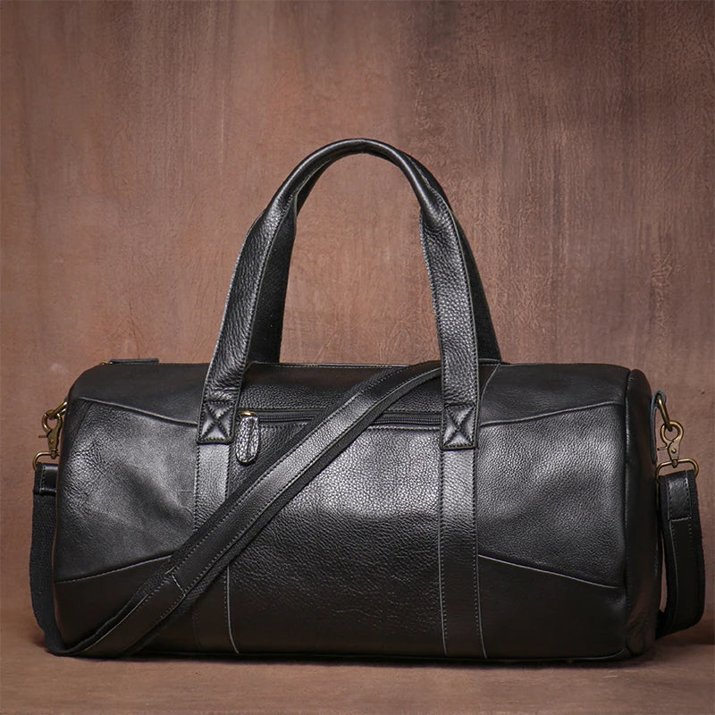 GURO Vintage Crazy Horse Cowhide Travel Bag Men's Real Leather Handbag Casual Weekend Camping Luggage Bag