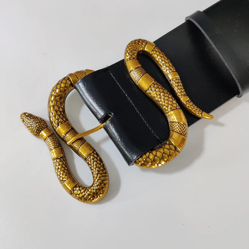 High-end luxury brands elegant Women's leather belt female Snake Wide belt for Women goth corset cummerbund Punk Mens belts